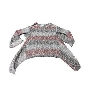 Knox Rose Women Sweater Size Small Striped Shark Bite Pullover Bell Sleeve Boho